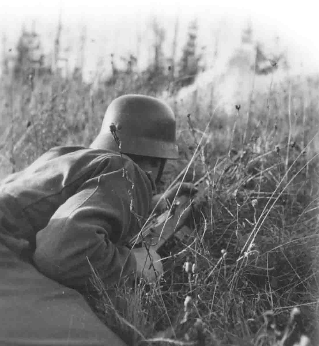This German landser (infantryman) on the Eastern Front is armed with an SVT40.